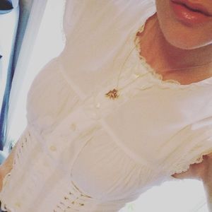 Victoria’s Secret white lace up blouse